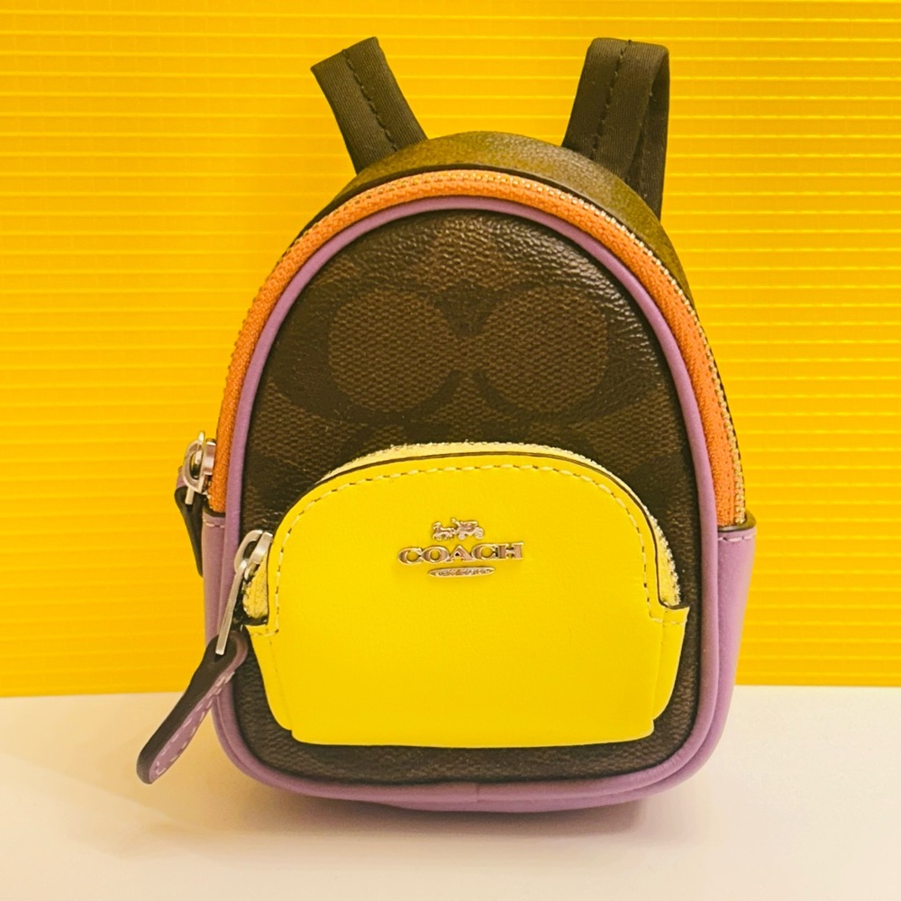 Coach Color Block Backpack Keychain/ Bag Charm/ Wallet